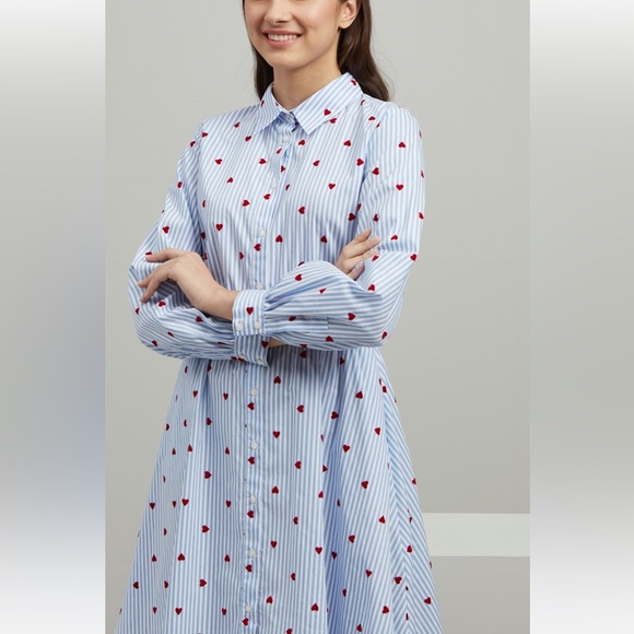Intrend by Max Mara Poplin Heart Shirt Dress Size: Medium US4/6 Spring/Summer - Picture 3 of 15